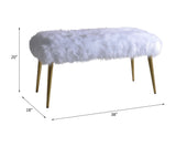 Bagley II White Faux Fur & Gold Bench - Ornate Home