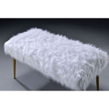 Bagley II White Faux Fur & Gold Bench - Ornate Home