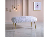 Bagley II White Faux Fur & Gold Bench - Ornate Home