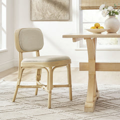 Bahari Natural/Beige Upholstered Rattan Dining Chair - Ornate Home