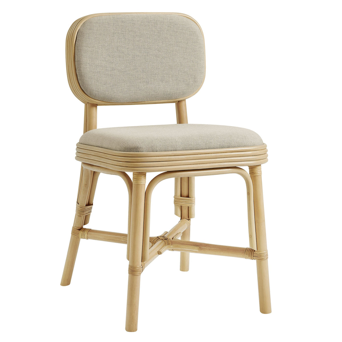 Bahari Natural/Beige Upholstered Rattan Dining Chair - Ornate Home