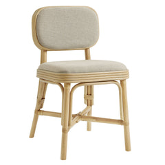 Bahari Natural/Beige Upholstered Rattan Dining Chair - Ornate Home