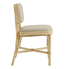 Bahari Natural/Beige Upholstered Rattan Dining Chair - Ornate Home