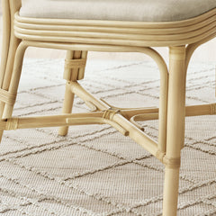 Bahari Natural/Beige Upholstered Rattan Dining Chair - Ornate Home