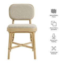Bahari Natural/Beige Upholstered Rattan Dining Chair - Ornate Home