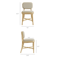 Bahari Natural/Beige Upholstered Rattan Dining Chair - Ornate Home