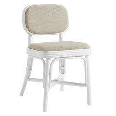 Bahari White/Light Beige Upholstered Rattan Dining Chair - Ornate Home