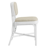 Bahari White/Light Beige Upholstered Rattan Dining Chair - Ornate Home