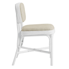 Bahari White/Light Beige Upholstered Rattan Dining Chair - Ornate Home
