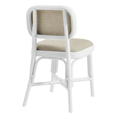 Bahari White/Light Beige Upholstered Rattan Dining Chair - Ornate Home