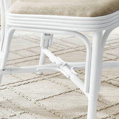 Bahari White/Light Beige Upholstered Rattan Dining Chair - Ornate Home