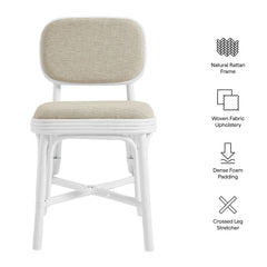 Bahari White/Light Beige Upholstered Rattan Dining Chair - Ornate Home