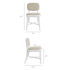 Bahari White/Light Beige Upholstered Rattan Dining Chair - Ornate Home