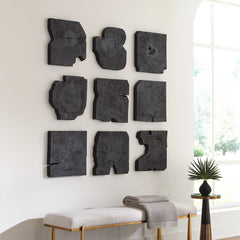 Bahati Black Wood Wall Decor (Set of 9) - Ornate Home