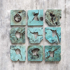 Bahati Blue Wood Wall Décor (Set of 9) - Ornate Home