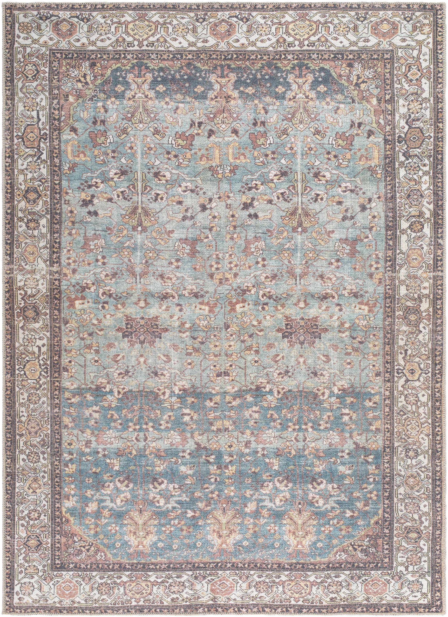 Bahram Vintage Flat Pile Washable Rug - Ornate Home