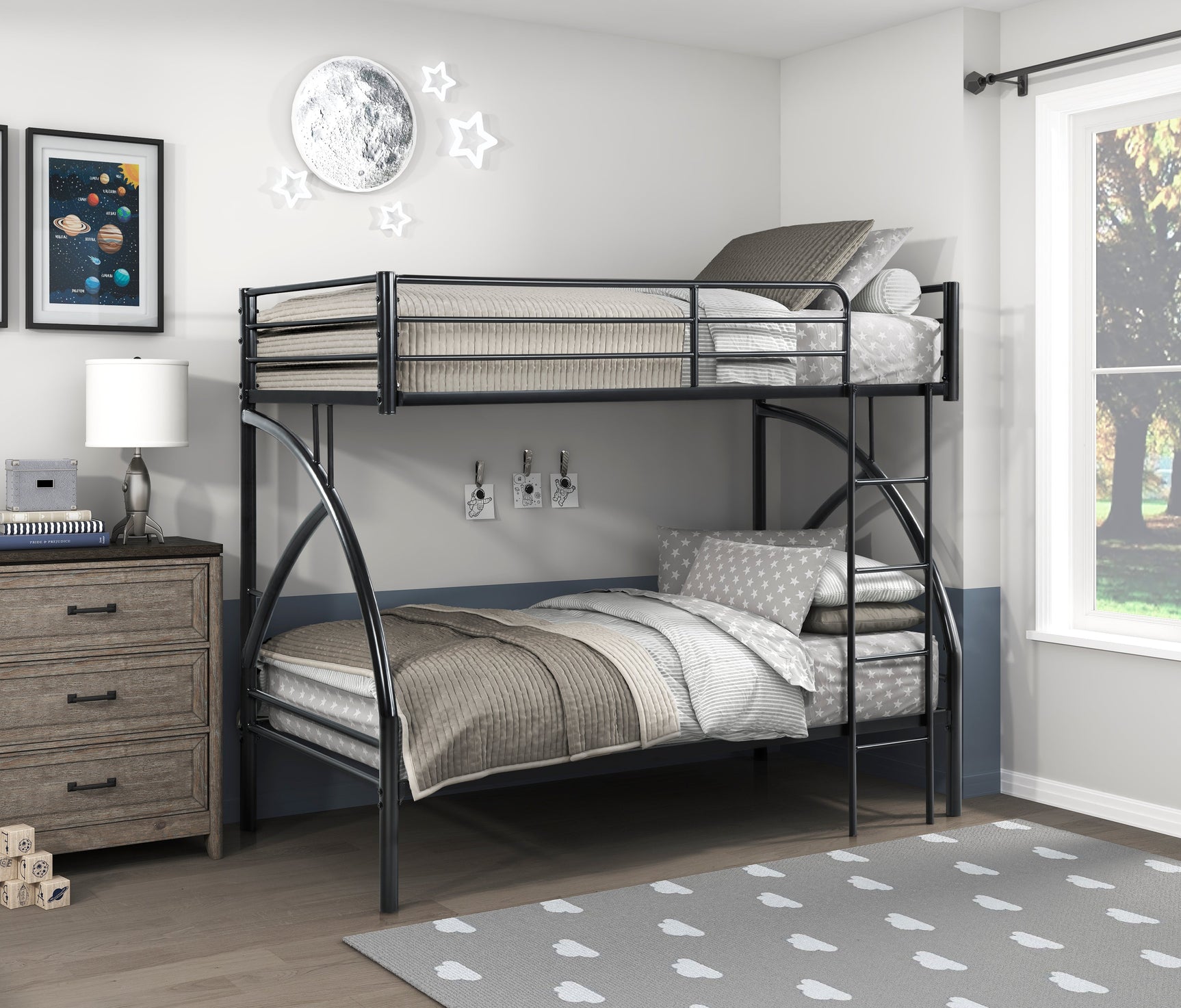 Bailey Black Twin/Twin Bunk Bed - Ornate Home