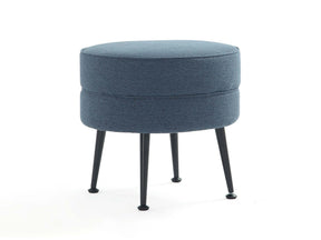 Bailey Ottoman in Blue with Black Feet - Ornate Home