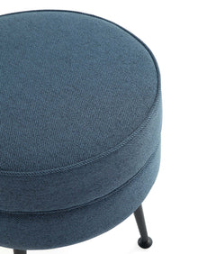 Bailey Ottoman in Blue with Black Feet - Ornate Home