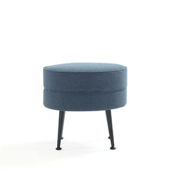 Bailey Ottoman in Blue with Black Feet - Ornate Home