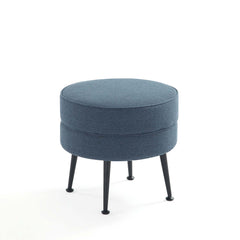 Bailey Ottoman in Blue with Black Feet - Ornate Home