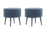Bailey Ottoman in Blue with Black Feet (set of 2) - Ornate Home
