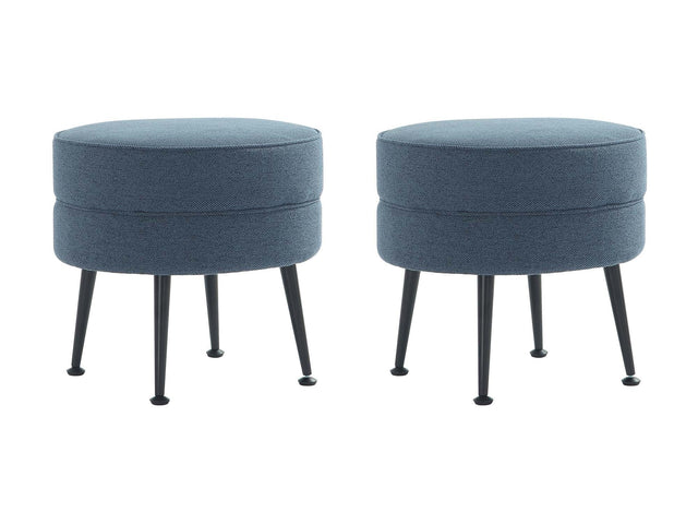 Bailey Ottoman in Blue with Black Feet (set of 2) - Ornate Home