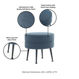 Bailey Ottoman in Blue with Black Feet (set of 2) - Ornate Home