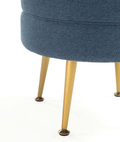 Bailey Ottoman in Blue with Gold Feet (set of 2) - Ornate Home
