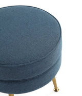 Bailey Ottoman in Blue with Gold Feet (set of 2) - Ornate Home