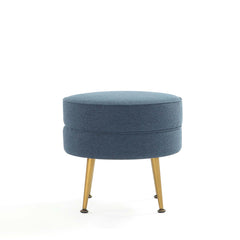 Bailey Ottoman in Blue with Gold Feet (set of 2) - Ornate Home