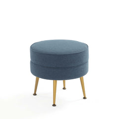 Bailey Ottoman in Blue with Gold Feet (set of 2) - Ornate Home