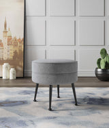 Bailey Ottoman in Grey with Black Feet - Ornate Home