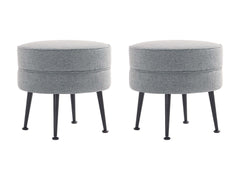Bailey Ottoman in Grey with Black Feet (set of 2) - Ornate Home