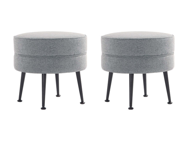 Bailey Ottoman in Grey with Black Feet (set of 2) - Ornate Home