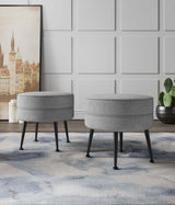 Bailey Ottoman in Grey with Black Feet (set of 2) - Ornate Home