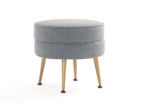 Bailey Ottoman in Grey with Gold Feet - Ornate Home