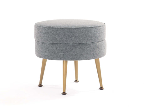 Bailey Ottoman in Grey with Gold Feet - Ornate Home