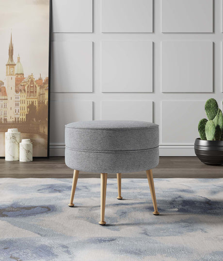 Bailey Ottoman in Grey with Gold Feet - Ornate Home