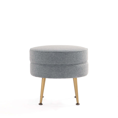 Bailey Ottoman in Grey with Gold Feet - Ornate Home