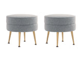 Bailey Ottoman in Grey with Gold Feet (set of 2) - Ornate Home