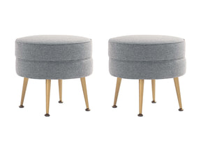 Bailey Ottoman in Grey with Gold Feet (set of 2) - Ornate Home