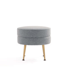 Bailey Ottoman in Grey with Gold Feet (set of 2) - Ornate Home