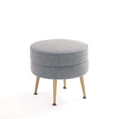 Bailey Ottoman in Grey with Gold Feet (set of 2) - Ornate Home