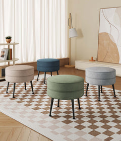 Bailey Ottoman in Multicolor with Black Feet (set of 4) - Ornate Home