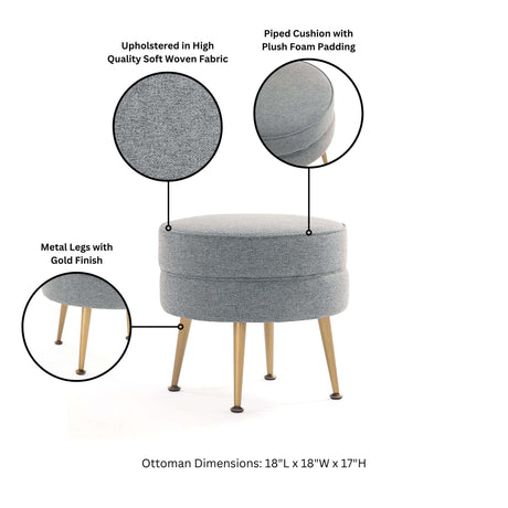 Bailey Ottoman in Multicolor with Gold Feet (set of 4) - Ornate Home