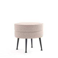 Bailey Ottoman in Oatmeal with Black Feet - Ornate Home