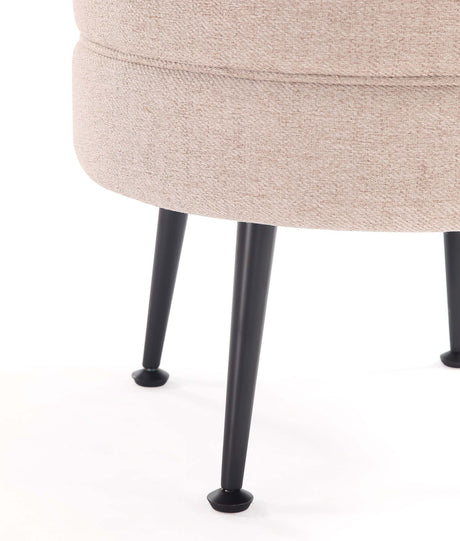 Bailey Ottoman in Oatmeal with Black Feet - Ornate Home