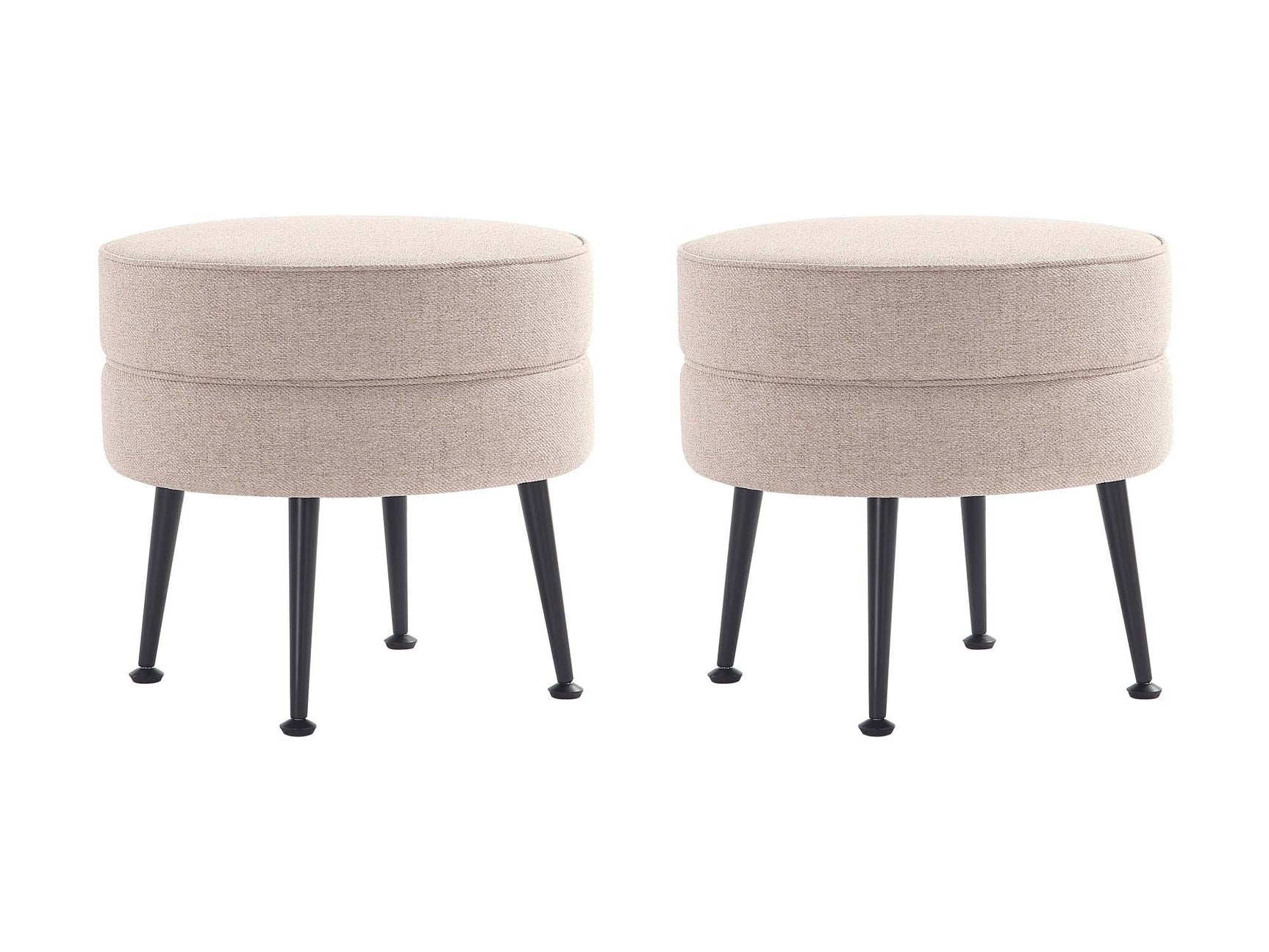 Bailey Ottoman in Oatmeal with Black Feet (set of 2) - Ornate Home