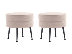 Bailey Ottoman in Oatmeal with Black Feet (set of 2) - Ornate Home